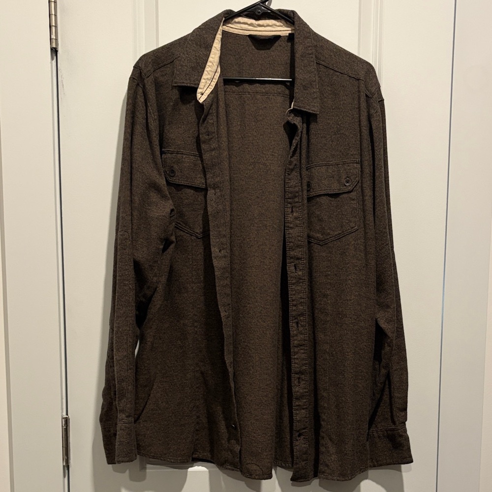 Brown Men's Button-Up Overshirt Jacket